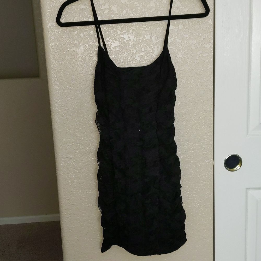 Urban Outfitters Lace Ruched Mini Dress Black S